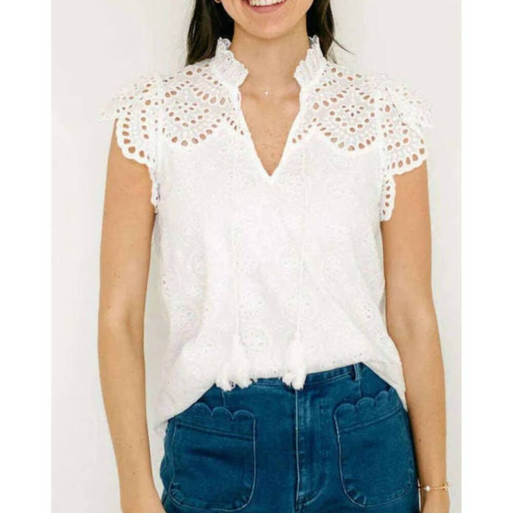 NEW SINCERELY OURS marley eyelet top in white